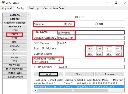 Mengatur Range IP pada DHCP Server
